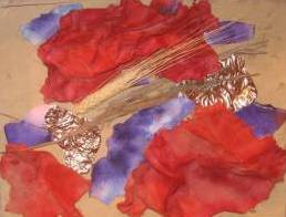 Multi-media red collage, $75.00